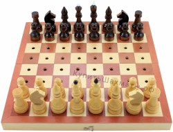 Фигуры шахматные деревянные для СЛЕПЫХ в комплекте с деревянной доской 